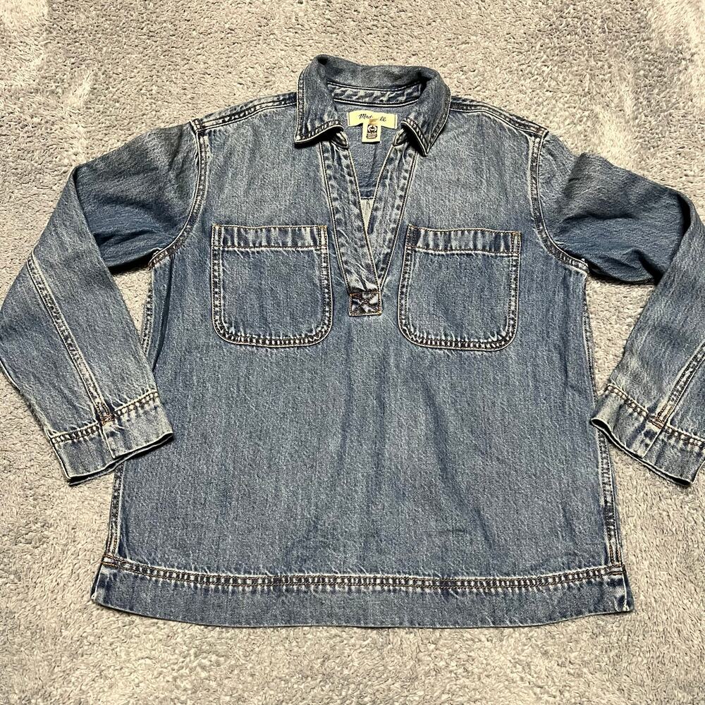 Madewell Shirt Womens XXS Denim Popover Top Essential Jean